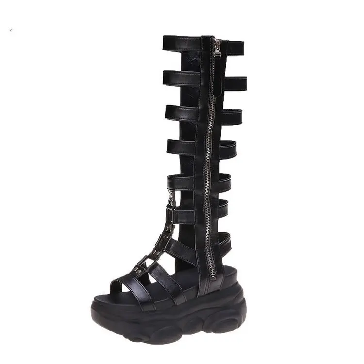 

2020 New One Line Buckle Pu High Heel Muffin Sandals summer boots women