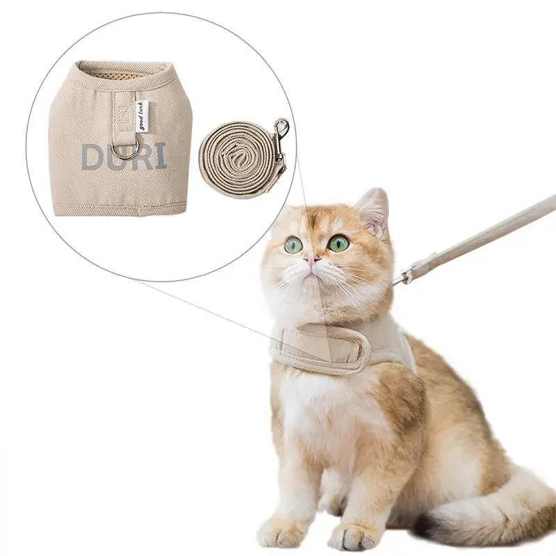 

Cat Vest Leash Breathable Escape Proof Dog Walking Leash Pet Harness Leash Canvas Puppy Vest With Leash Cat Dog Accessories