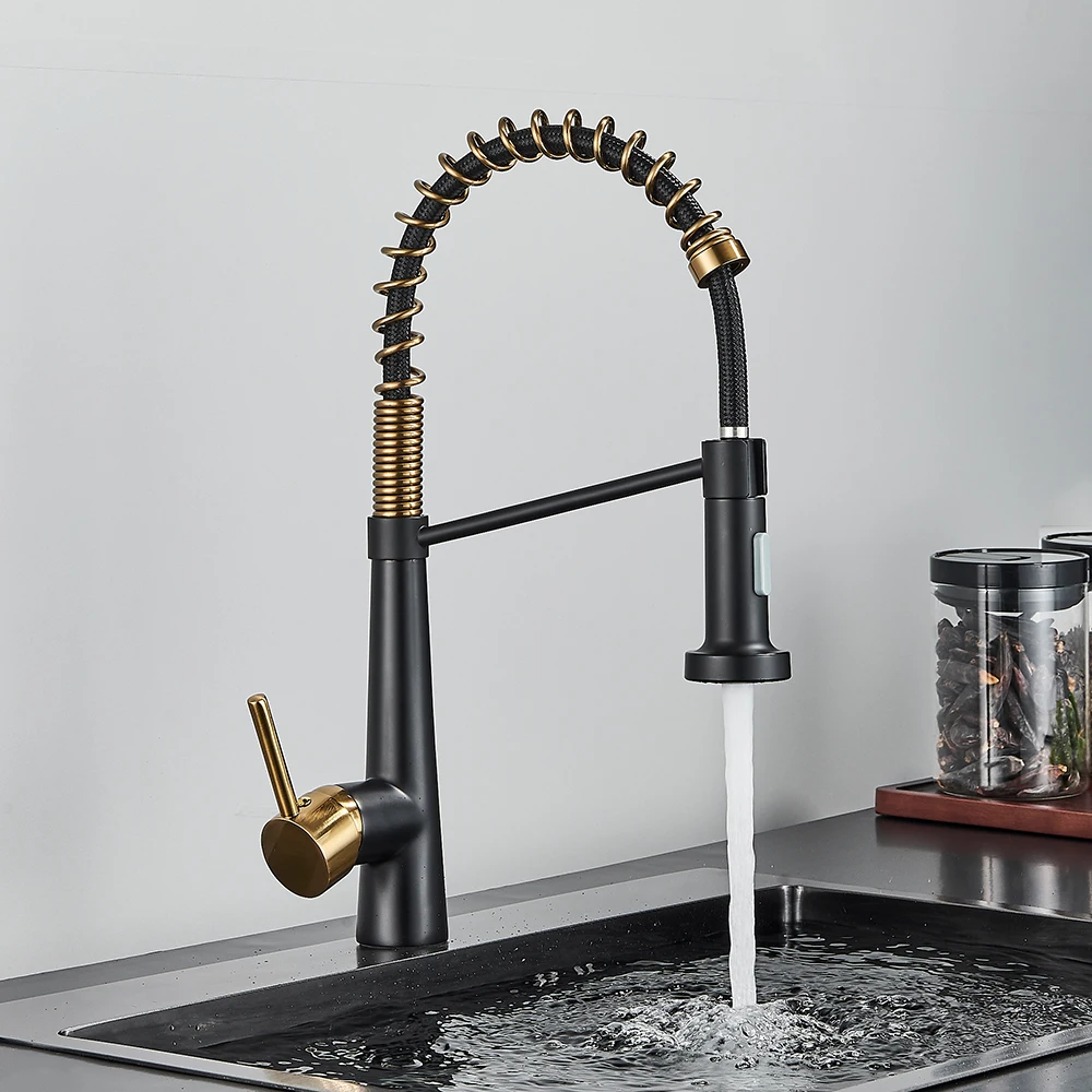 Черный кухонный смеситель матовый вытяжной кран для раковины крепление на