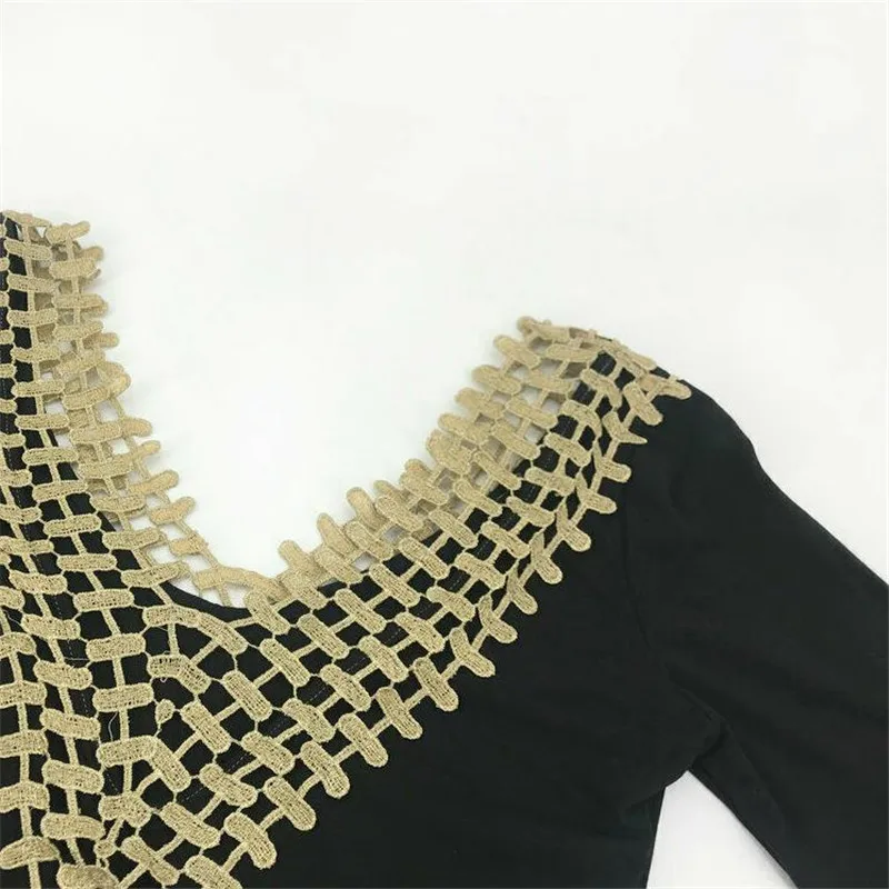 Мода 2019 длинный рукав женский полый комбинезон Клубная одежда v-образный вырез