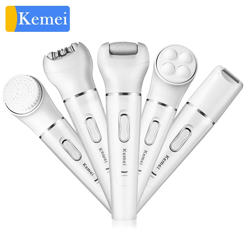 

Женский эпилятор Kemei KM2199 5 в 1, набор для удаления волос без боли в теле, бритва для женщин, пилка для ног, электрическая щетка для очищения лиц...