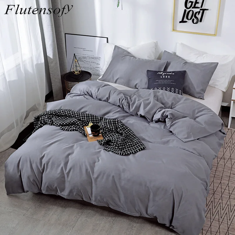 

Luxury White Blue Bedding Set Solid Color 260x230 Queen King Size Bedclothes Duvet Covers Set Quilt Cover Nordic Bed Cover 150