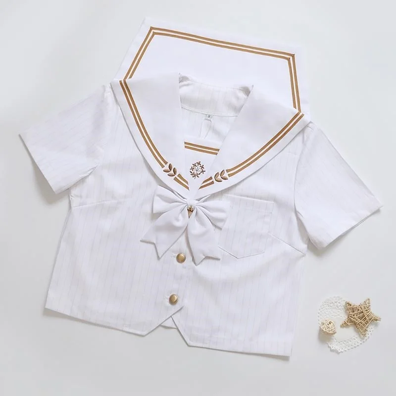 

School uniform White Full set Shirt + Rock + Fly Japanese style Jk Uniform Sailor Suit Short school girl Seifuku