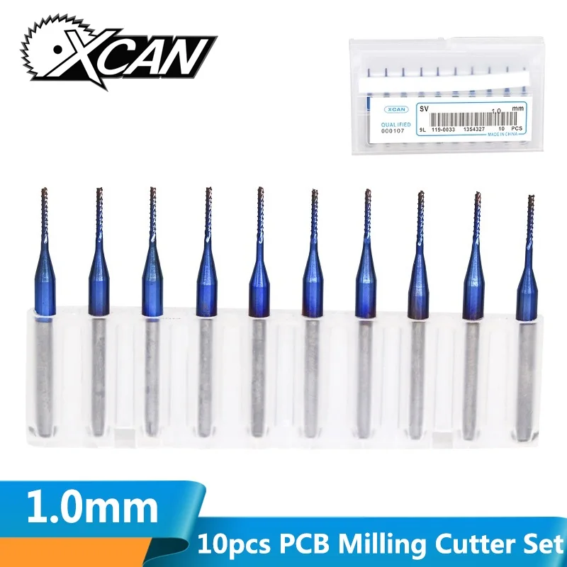 XCAN 10 шт. 0,6 мм PCB Фрезерное долото 3,175 мм хвостовик PCB фреза Nano синий Карбид с покрытием концевые фрезы