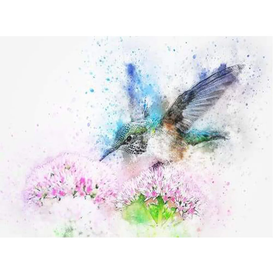 Hummingbird Акварельная Алмазная картина полная дрель вышивка крестиком животное