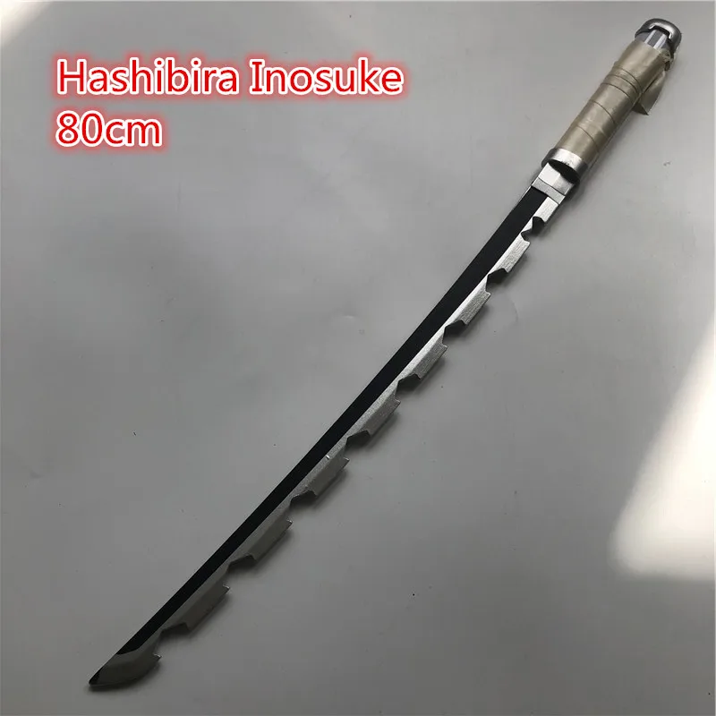 

80cm Kimetsu no Yaiba Sword Weapon Demon Slayer Hashibira Inosuke Cosplay Sword 1:1 Anime Ninja Knife wood toy