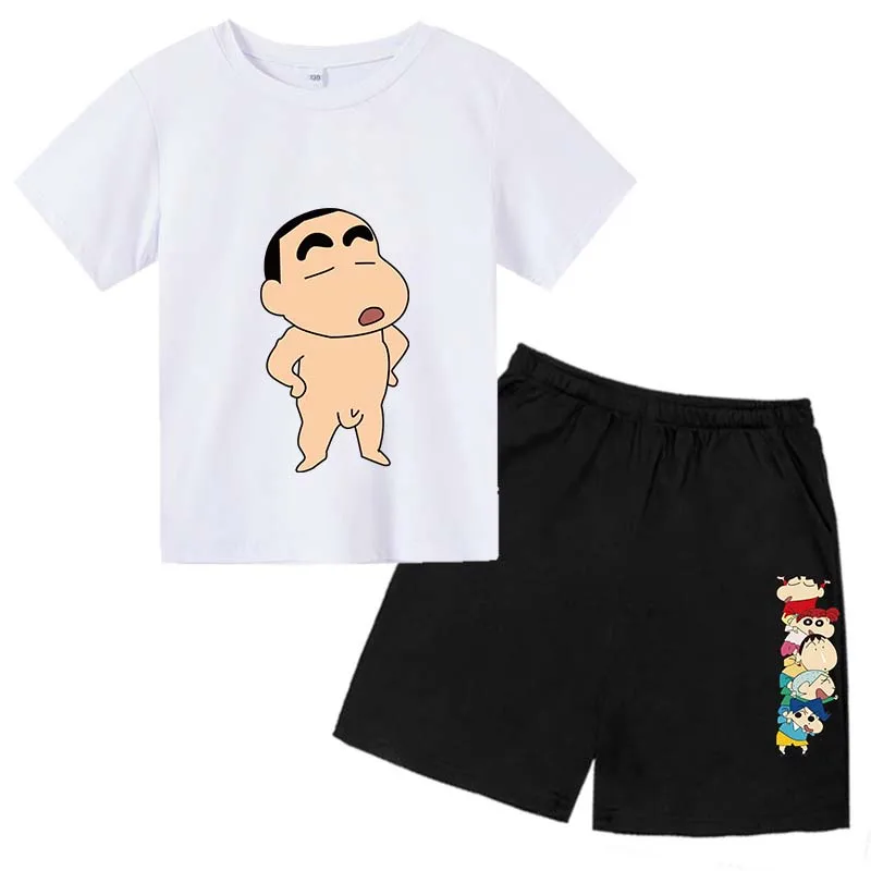 

Kids Cotton Shorts Set Shin Chan- Cartoon T-Shirt Pants 2 Pieces Set for Boys Girls Children Short Sleeve Tops Baby Cute Clothes