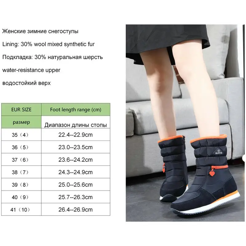 Женские зимние ботинки Обувь темно синего цвета Теплая обувь на меху размера