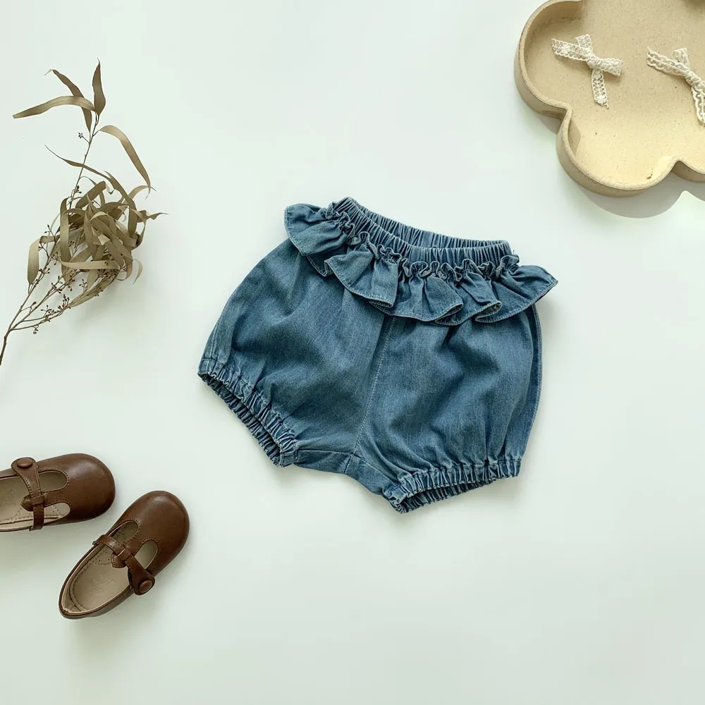 

New Summer Girls Shorts 2021 Kids Denim Shorts Fashion Ruffle Shorts DT344