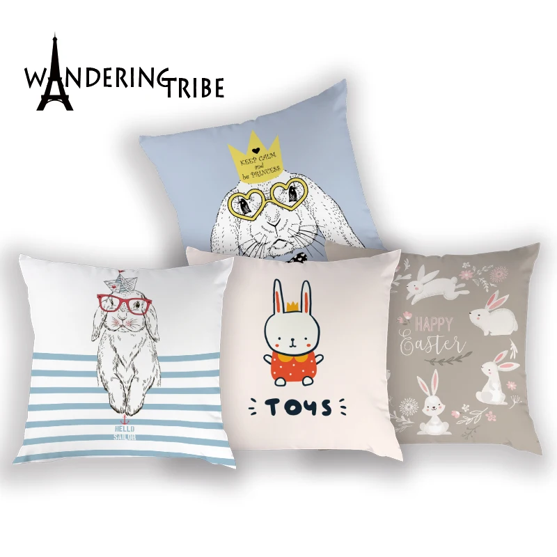 Пасхальный чехол с кроликом для подушки милые Чехлы подушек домашние чехлы