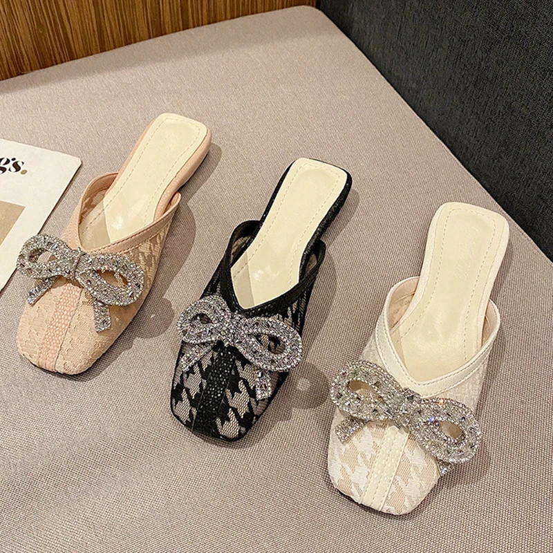 С принтом Лиса тапочки шлепанцы со стразами Сезон лето с металлической отделкой