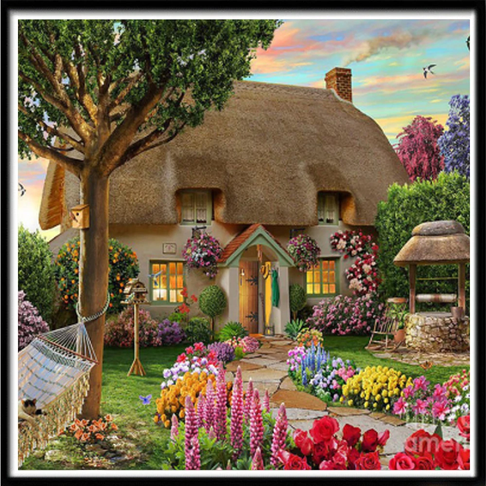 Садовый домик 5D DIY алмазная живопись Вышивка круглые стразы мозаика вышивка