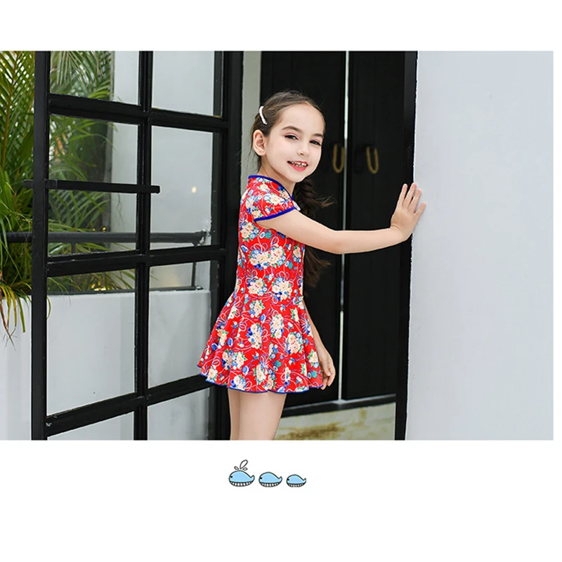 Купальник для девочек юбка костюм 2020 купальники цельный цветок детский