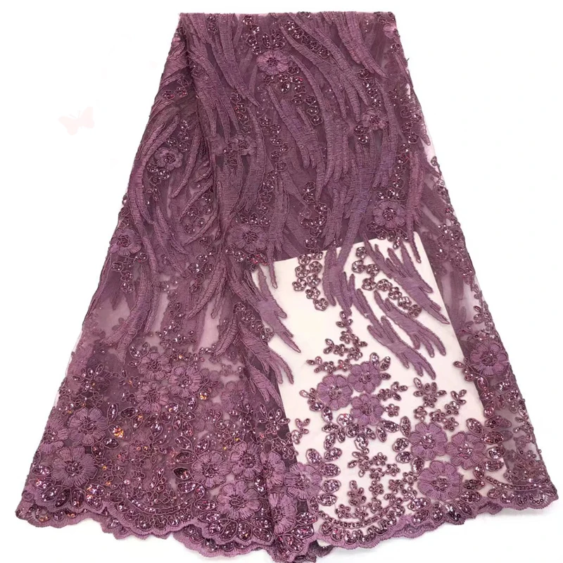 

African Lace Fabric 2020 High Quality Pattern Embroidery Exquisite Nigerian Voile Lace in African with Sequins For Women Dress