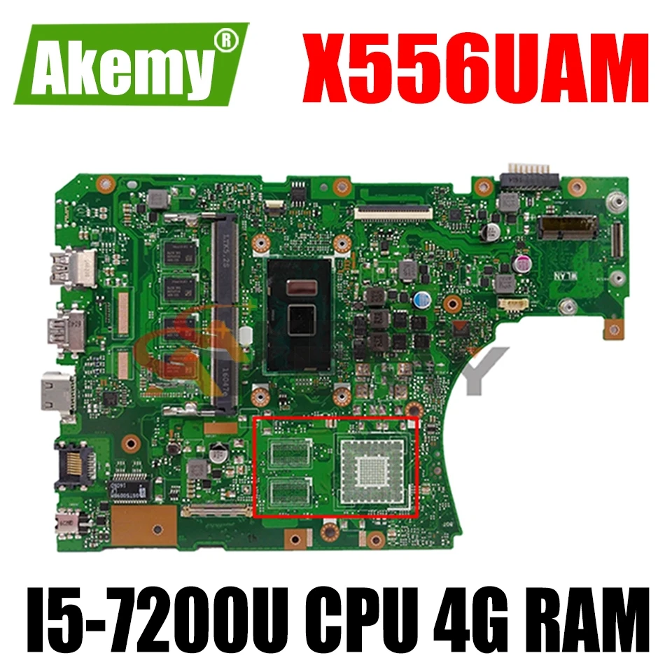 

Материнская плата для ноутбука Asus VivoBook X556UA X556UAM X556UAK X556UV X556U, материнская плата с процессором I5-7200U, 4 Гб ОЗУ, DDR4, тест на 100%
