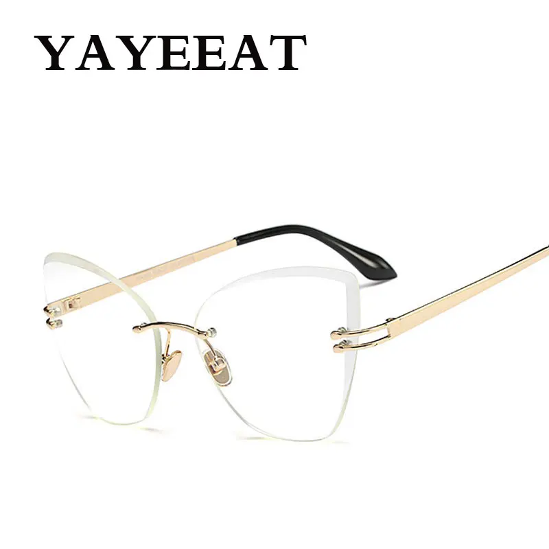 Без оправы Дизайн Для женщин Солнцезащитные кошачий глаз винтажные очки для