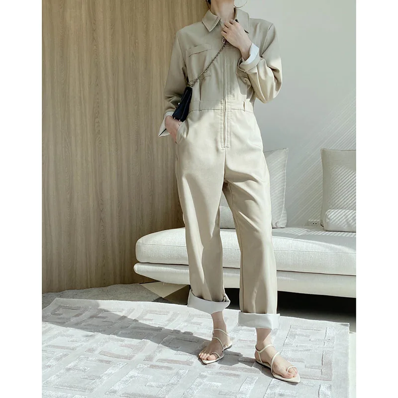 HARLEYFASHION Women Spring Fashion Casual 2 Colors Quality Jumpsuits Loose Simple Age Reduction Vintage Easy Matching