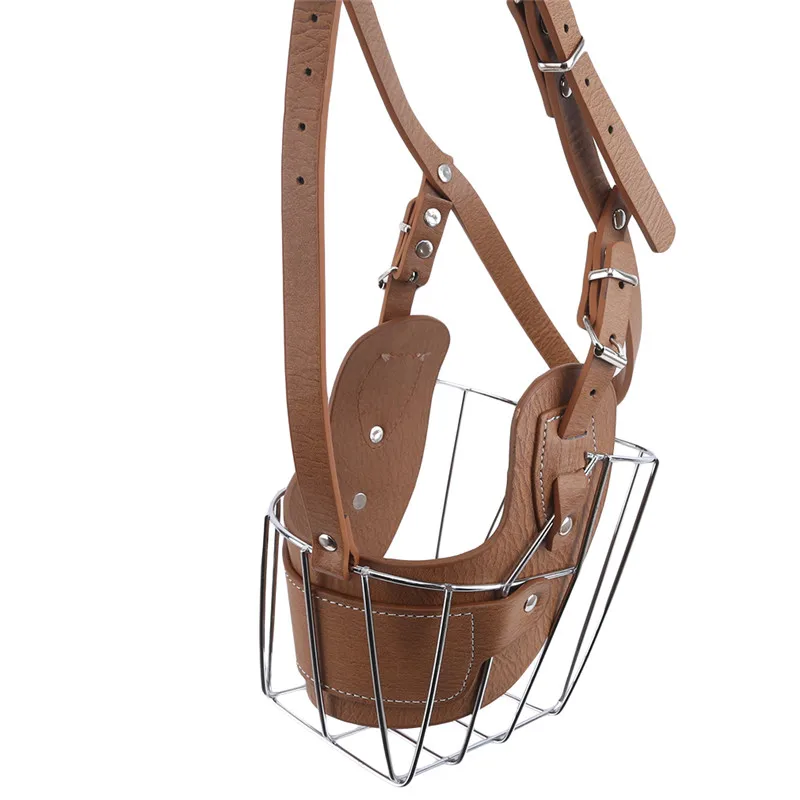 Черная/коричневая прочная металлическая корзина для собак намордник больших