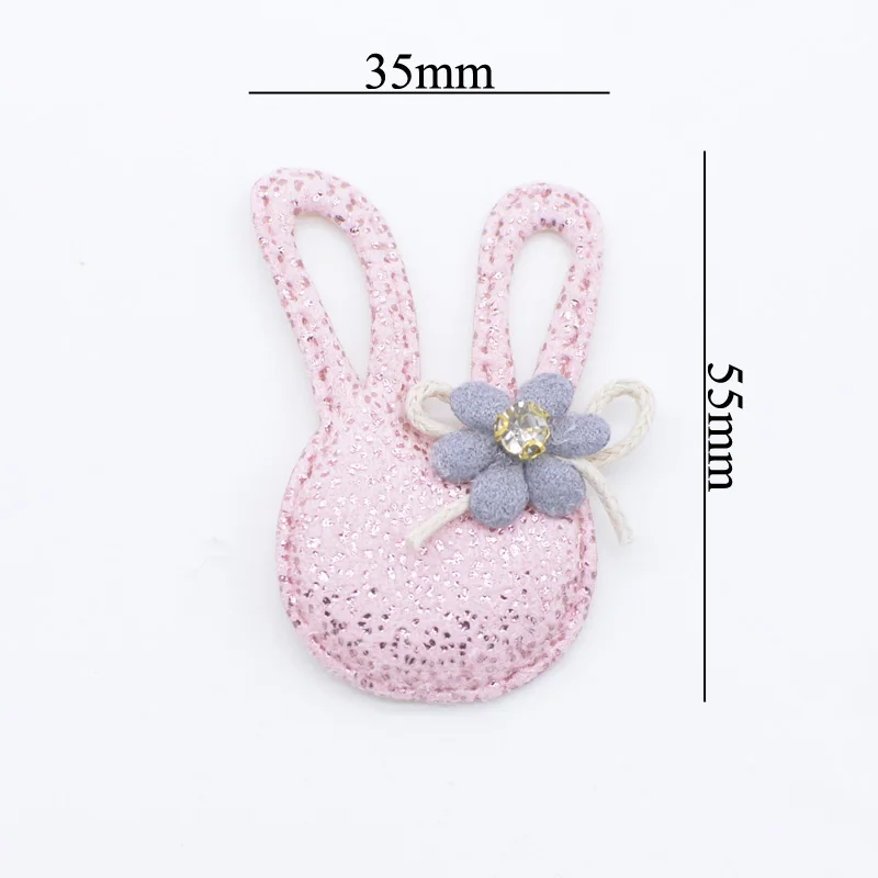 10Pcs Kawaii Rabbit with Flower Rhinestone Applique for DIY Clothes Hat Patch Fabric Sewing Crafts Leggings Leg Socks Decor H81