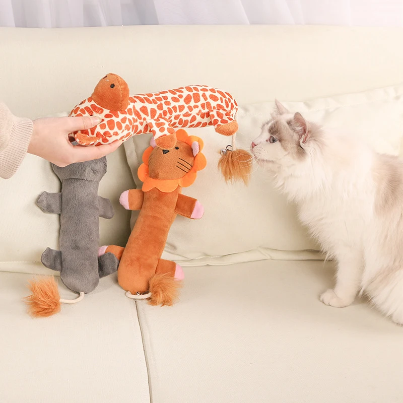 

Lager Plush Cat Toy Bite-resistant Cute Animal Shaped Silvervine Cat Chew Toy Cat Sound Toy Simulation Funny Favor Toy