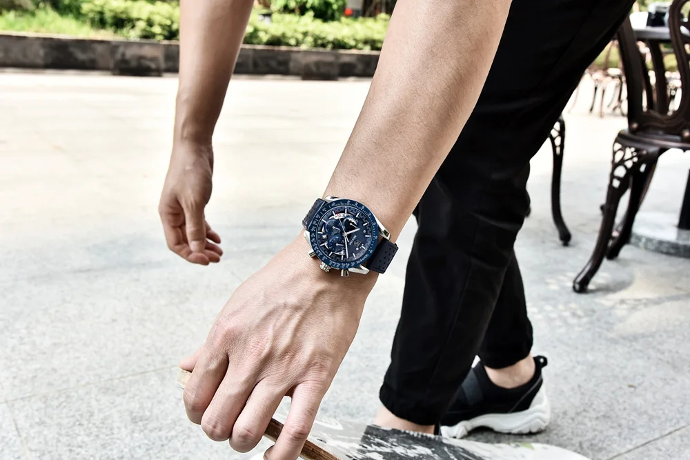 BENYAR Топ люксовый бренд Moon Phase часы мужские водонепроницаемые Хронограф военные спортивные кварцевые часы мужские часы Relogio Masculino