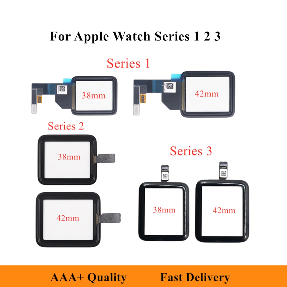 Tela de Toque Vidro para Apple Substituição para Iver Testado Digitador Assistir Série 1 2 3 Lcd Frente Sensor Vidro 38mm 42mm