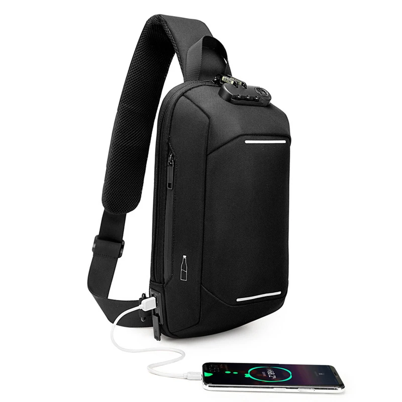 

Men's Shoulder Bag Scratch-Resistant, Waterproof Shoulder Bag USB Mobile Phone Bag Outdoor Sports Chest Bag Travel Storage Bag