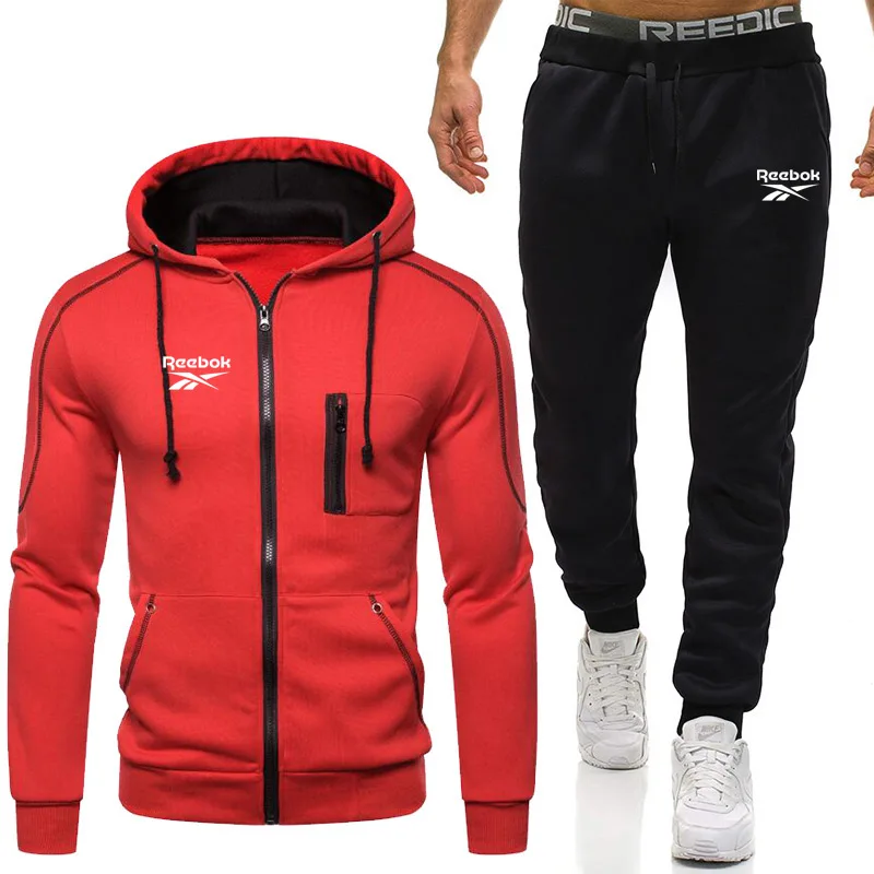 

Мужской спортивный костюм на молнии, с принтом и штанами