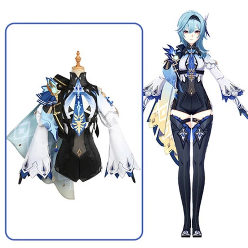 

Костюм для косплея «Game Genshin Impact Eula», соблазнительный женский костюм, комбинезон и парик, костюм для косплея Eula на Хэллоуин