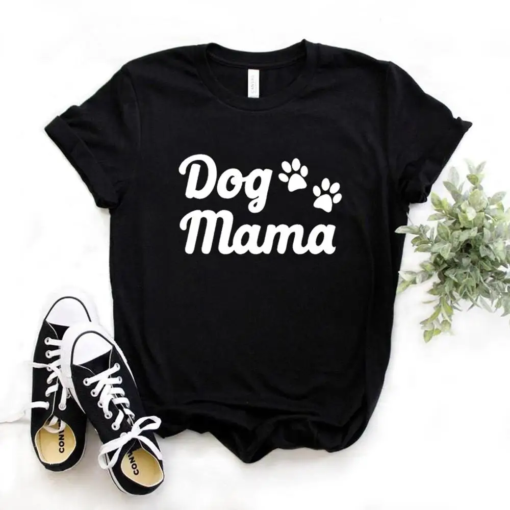Собака I Love Mama с принтом медвежьей лапы для женщин футболки хлопок повседневное