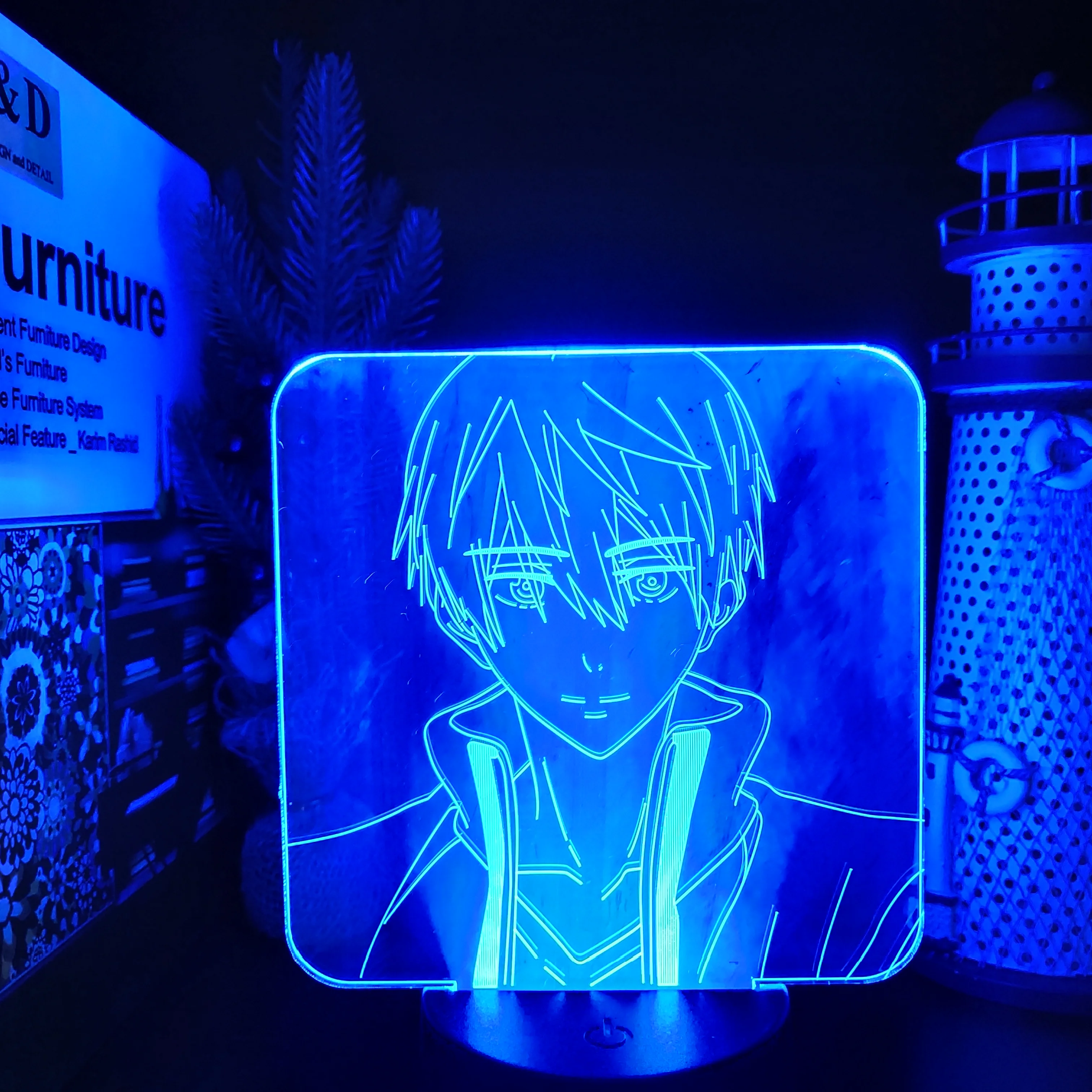 Бесплатно! IWATOBI SWIM CLUB Аниме лампа Haruka Nanase 3D светодиодный ночник настольный