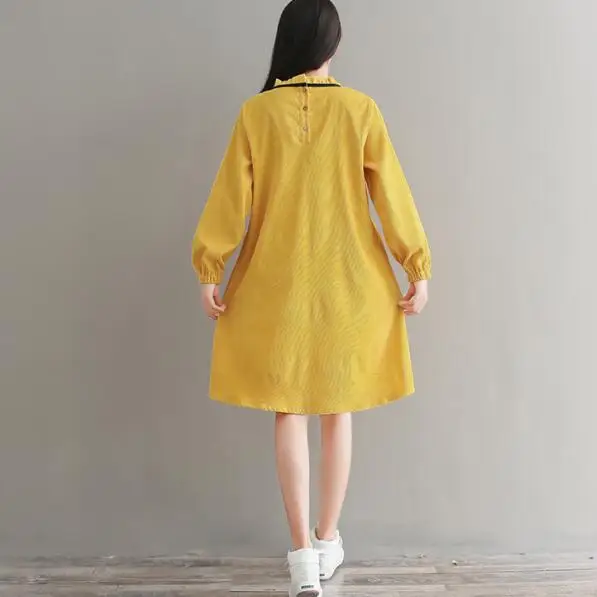 Mori girl robe Femme 2019 вельветовые платья женское свободное винтажное платье с бантом и