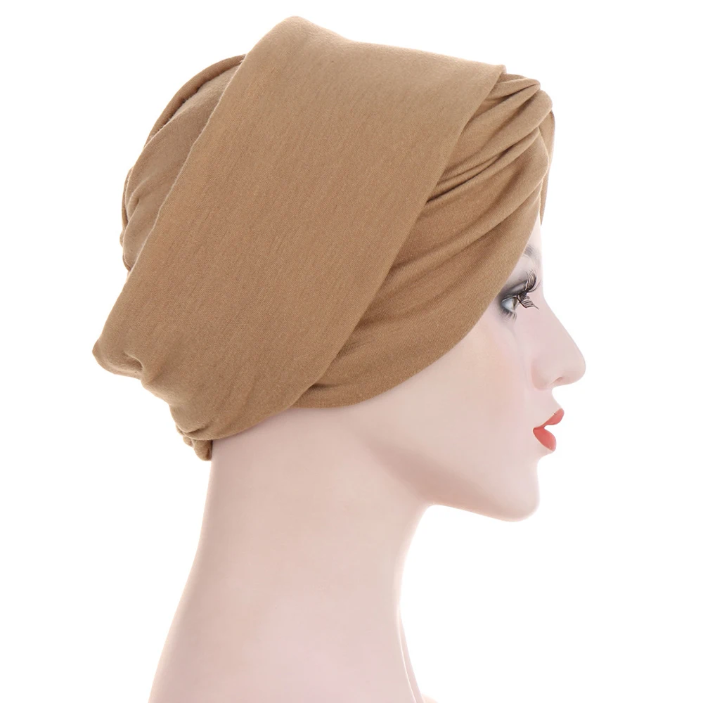 

Muslim Women Bonnet Turban Long Tail Indian Hat Hair Loss Hat Beanies Skullies Chemo Cancer Cap Head Wrap Cross Bandanas Ramadan