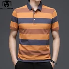 Мужская футболка-поло, с коротким рукавом, приталенная, лето, футболка в полоску, T1053