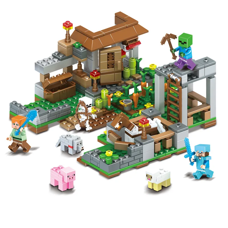 

390pcs Children's educational building blocks toy Compatible Legoeds minecrafted city small village figures children Toys gift