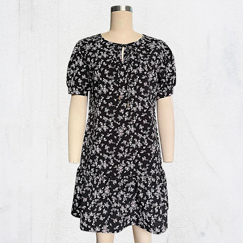 Платье WHZHM женское с оборками Пляжное шифоновое мини-платье коротким рукавом