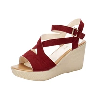 new rome cross style slingback sandals for women high heels platform wedges 8cm summer flock shoes party gladiator sandalias