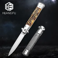 huangfu wooden handle folding knife multifunctional outdoor survival self defense tool high hardness military tactical knife