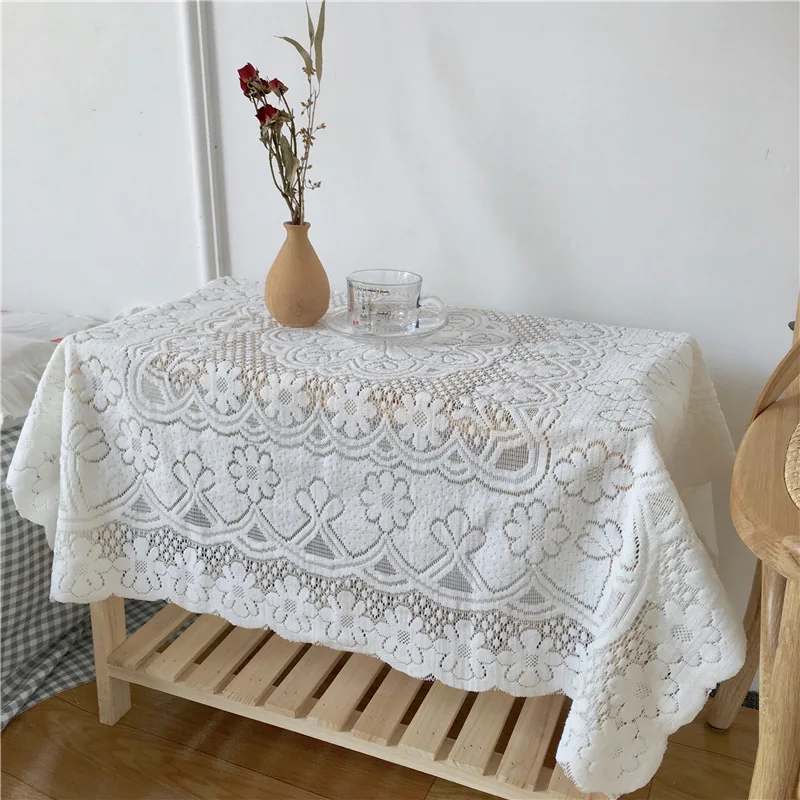 INS Style Lace Tablecloth Light Beige Simple Cafe Rectangular Restaurant Artistic Background Fabric Decorative Cloth | Дом и сад