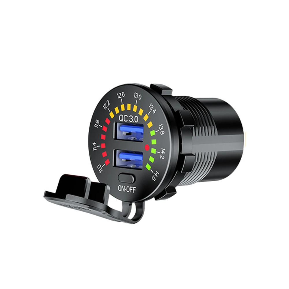 

DC12V To 24V Warning Mobile Phone Digital Voltmeter Dual USB ABS Portable Fast Charging Car Charger With Lid LED Indicator