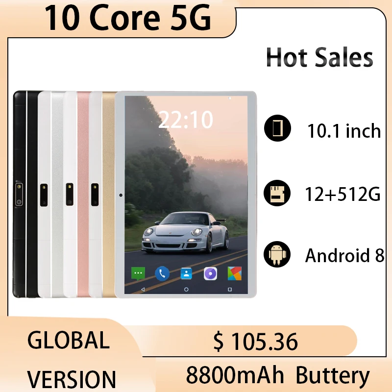 

5G Tablet PC 10.1 Inch 8800mAh 12G RAM 512G ROM New Pad Tablette WIFI GPS Bluetooth 13MP Camera Google Play WPS Office 10 Core