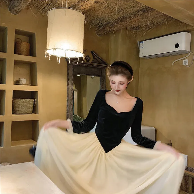 Элегантное Сетчатое платье принцессы 2020 модная женская одежда с квадратным