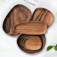 japanese style solid wood irregular oval plate fruit plate saucer tea tray dessert plate cutlery set tray wooden