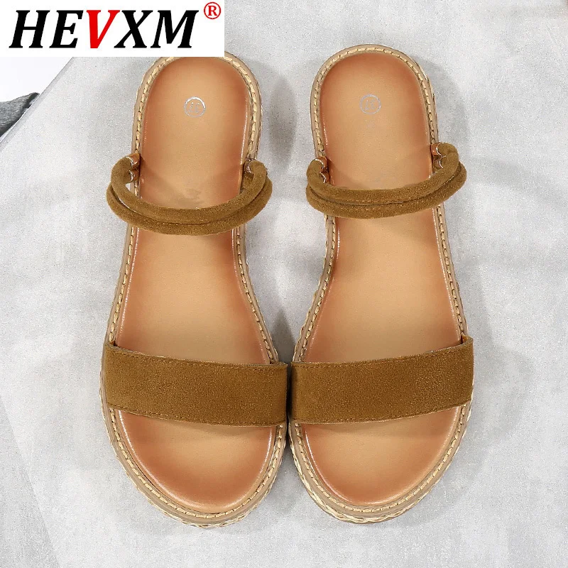 

HEVXM 2021 new Summer Women Sandals OpenToe Flip Flops Women's Sandles Thick Heel Women Shoes Fashion Gladiator Shoes Flat