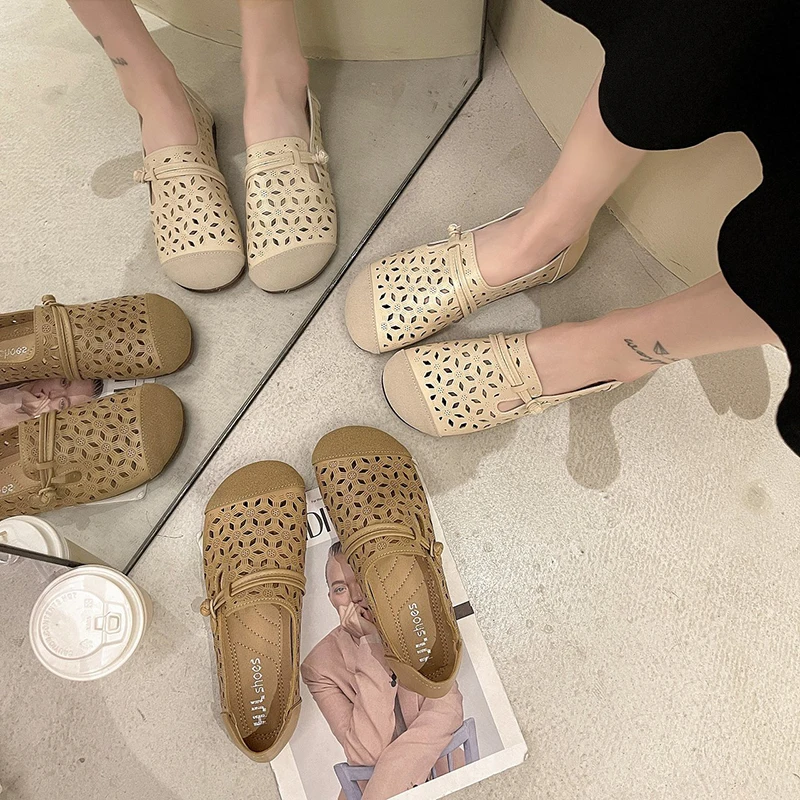 

Comfort Shoes for Women Luxury Sandals Mary Jane Soft Strappy Heels Suit Female Beige Low Fashion Retro Elastic Band 2021 Girls