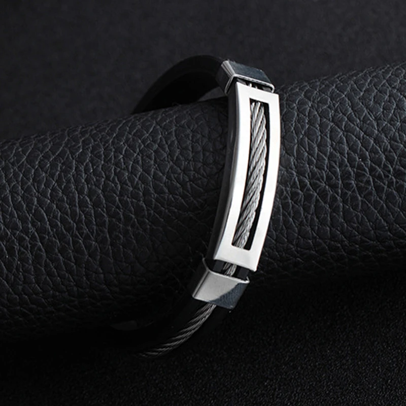 Мужские браслеты/нержавеющая сталь/Винтаж/силикон/Мода/браслеты витые плетеные