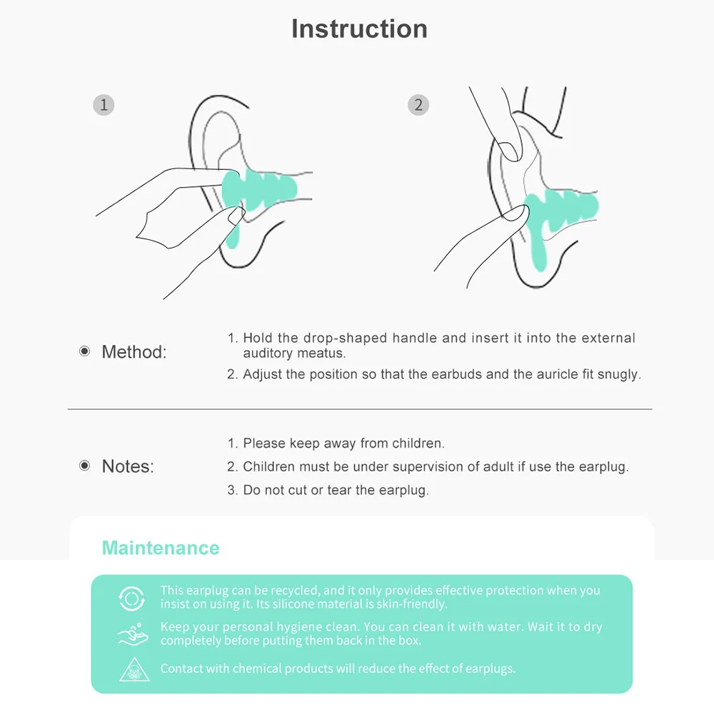 2 пары мягкие силиконовые вкладыши Вилки звукоизоляция Водонепроницаемый защита