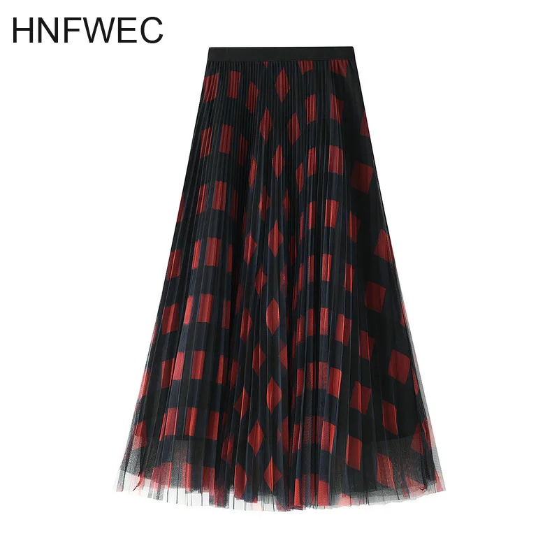 

Женская длинная юбка из фатина, зелено-красная плиссированная трапециевидная юбка макси с высокой талией, модель V177, 2020