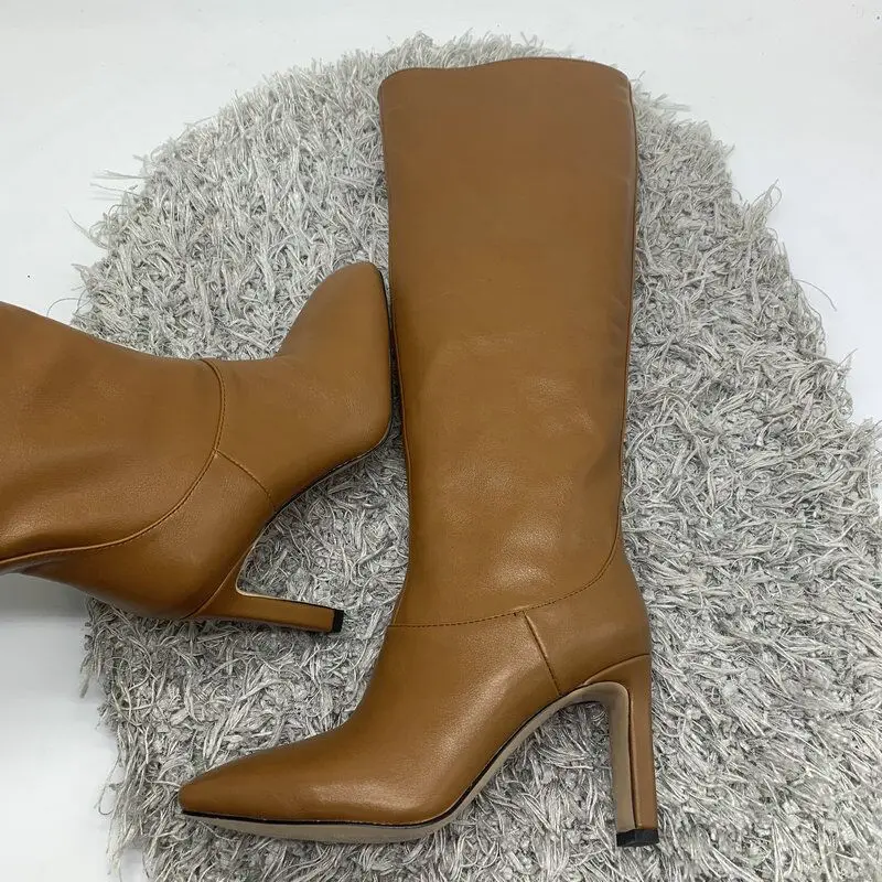 Модные женские сапоги до колена Сезон осень-зима Теплая вечерние Женские