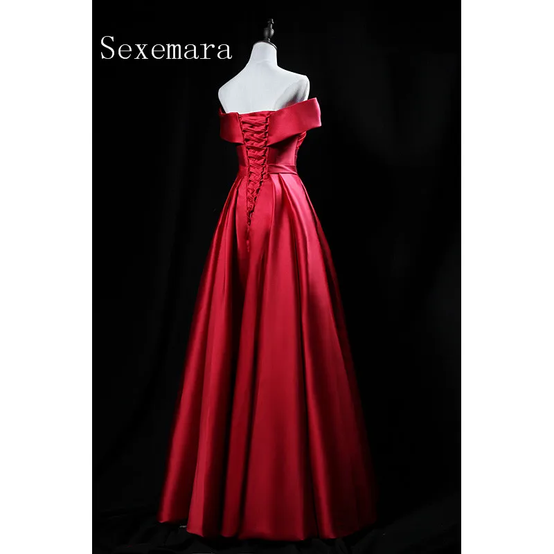 

free shipping evening prom gown 2018 Black boat neck vestido de noiva elegant handmade red long Mother of the Bride Dresses